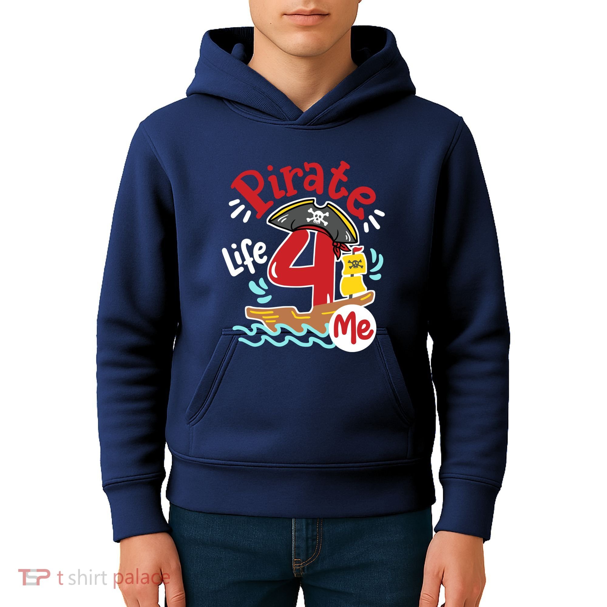 Pirate Life 4 Me 4th Birthday Party Four Years Old Boy Kids Hoodie