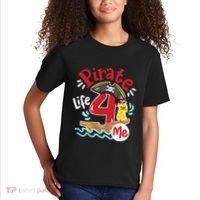 Pirate Life 4 Me 4th Birthday Party Four Years Old Boy Kids T-Shirt thumb 2