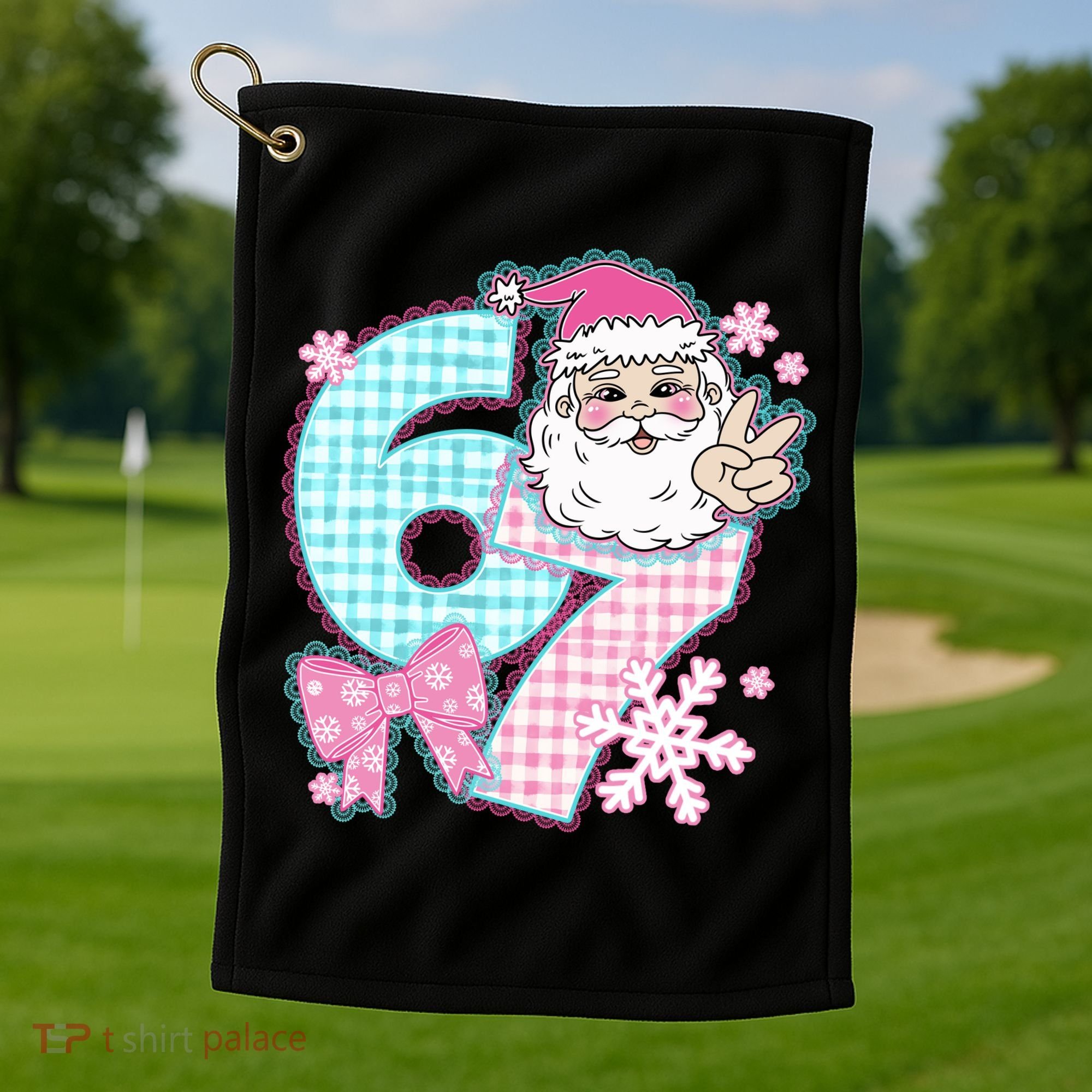 Preppy Lace 67 Santa Peace Six Seven Golf Towel
