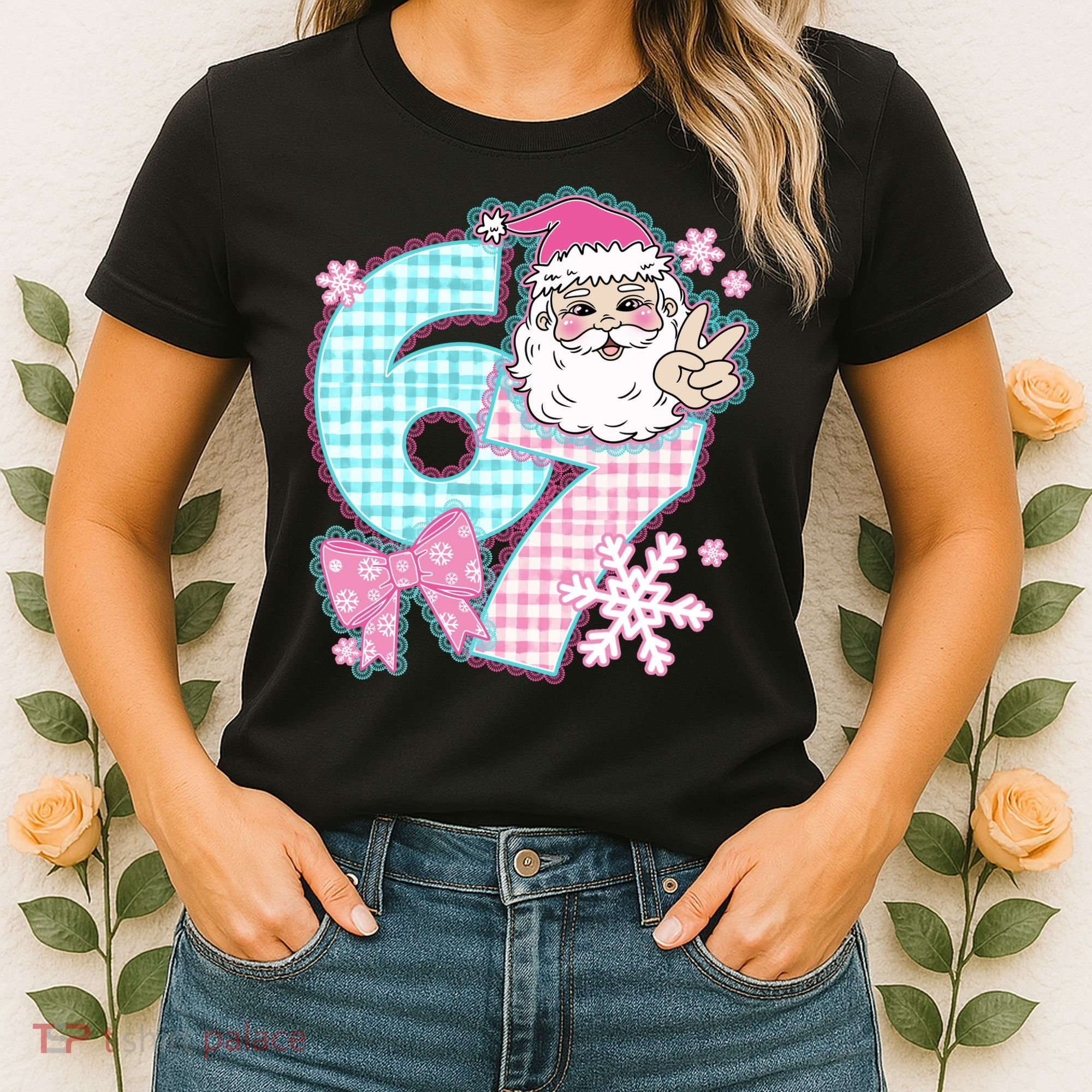 Preppy Lace 67 Santa Peace Six Seven Women's T-Shirt