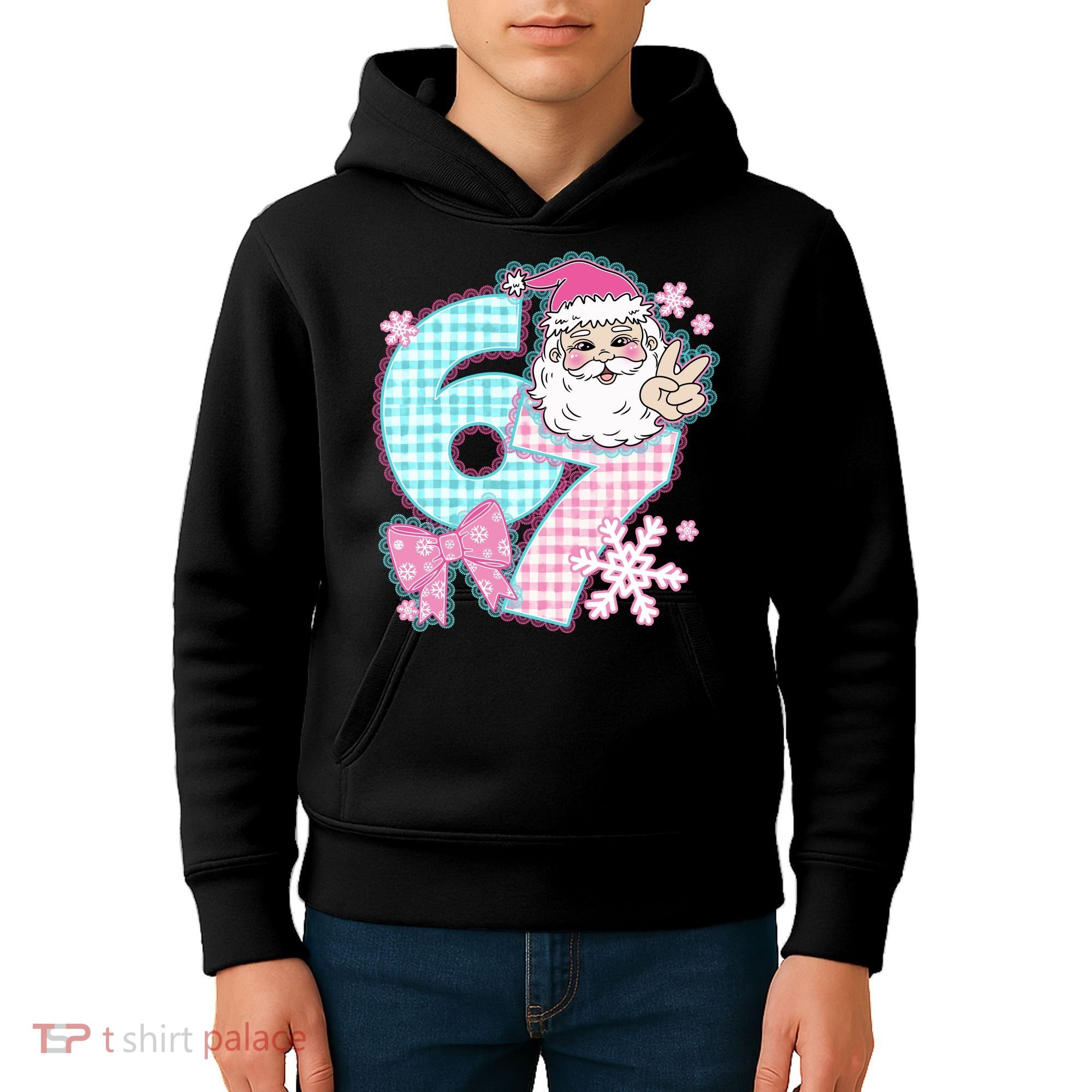 Preppy Lace 67 Santa Peace Six Seven Kids Hoodie