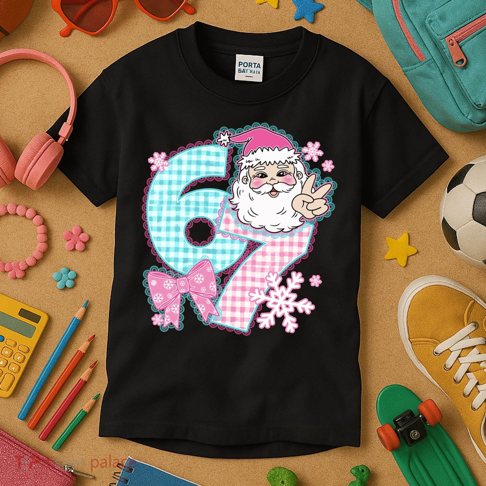 Preppy Lace 67 Santa Peace Six Seven Kids T-Shirt
