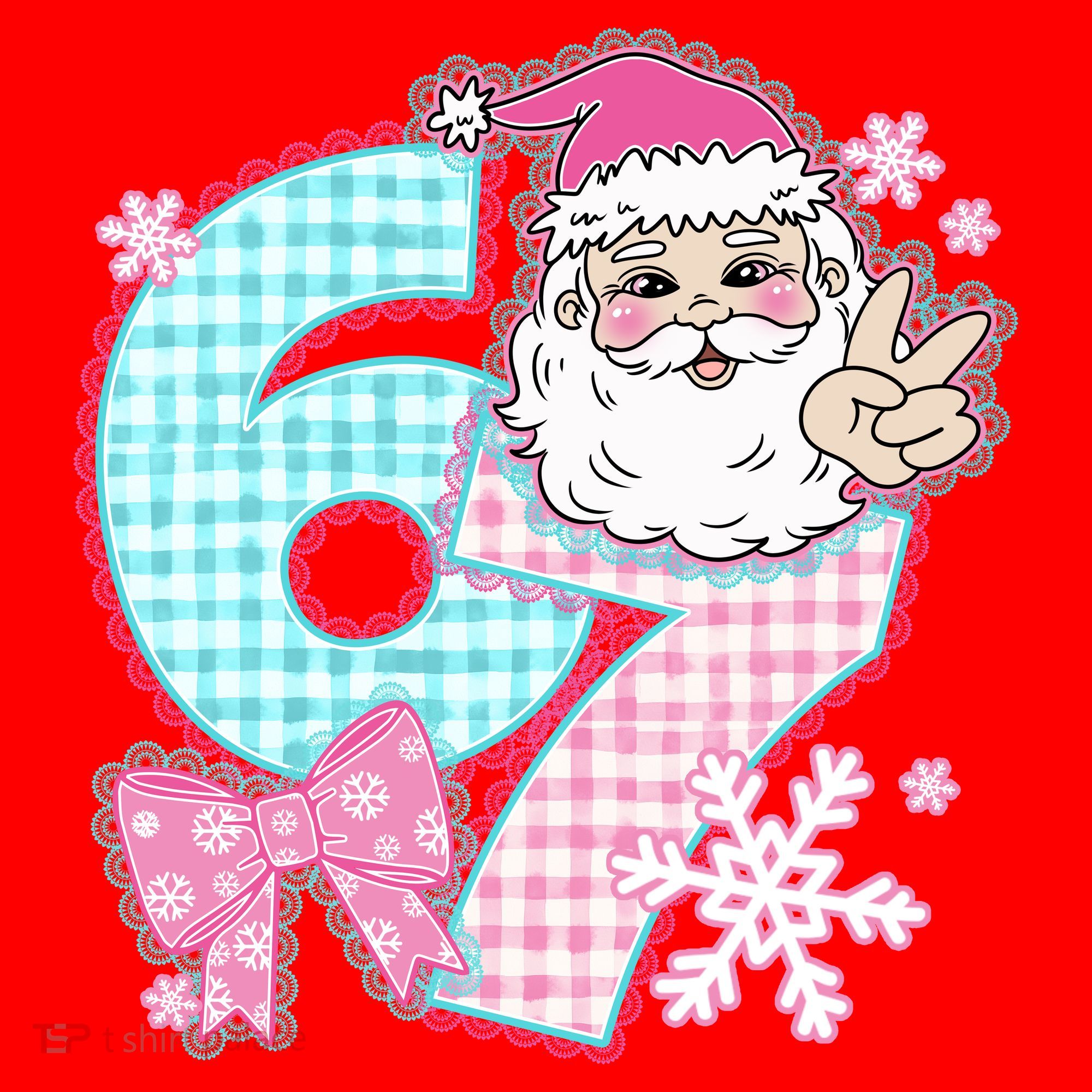 Preppy Lace 67 Santa Peace Six Seven Santa Hat