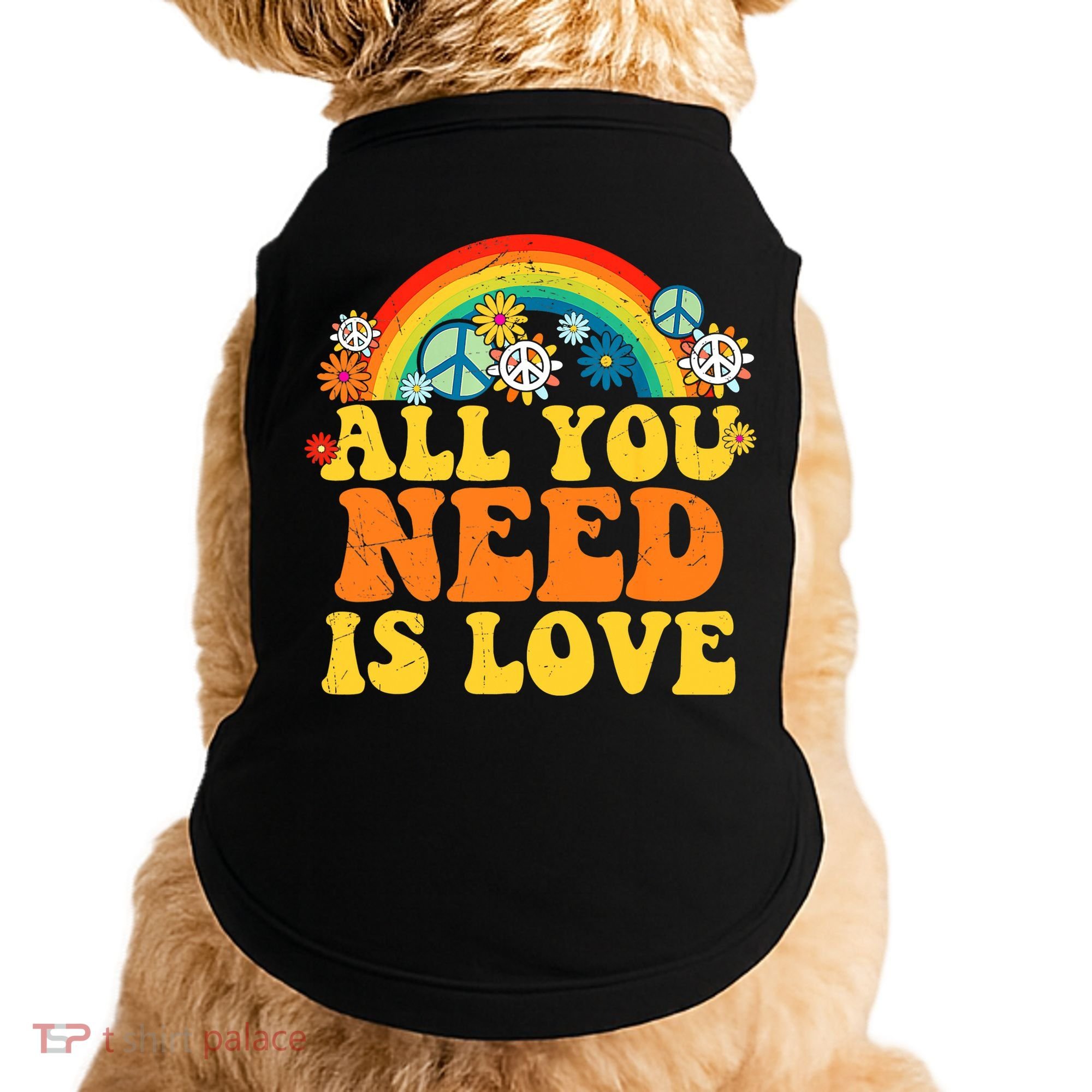 PEACE LOVE 60s 70s Tie Dye Groovy Hippie Costume Doggie Tank