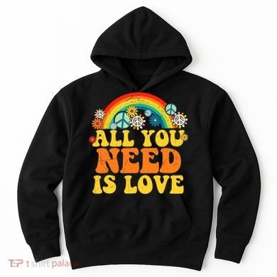 PEACE LOVE 60s 70s Tie Dye Groovy Hippie Costume Hoodie