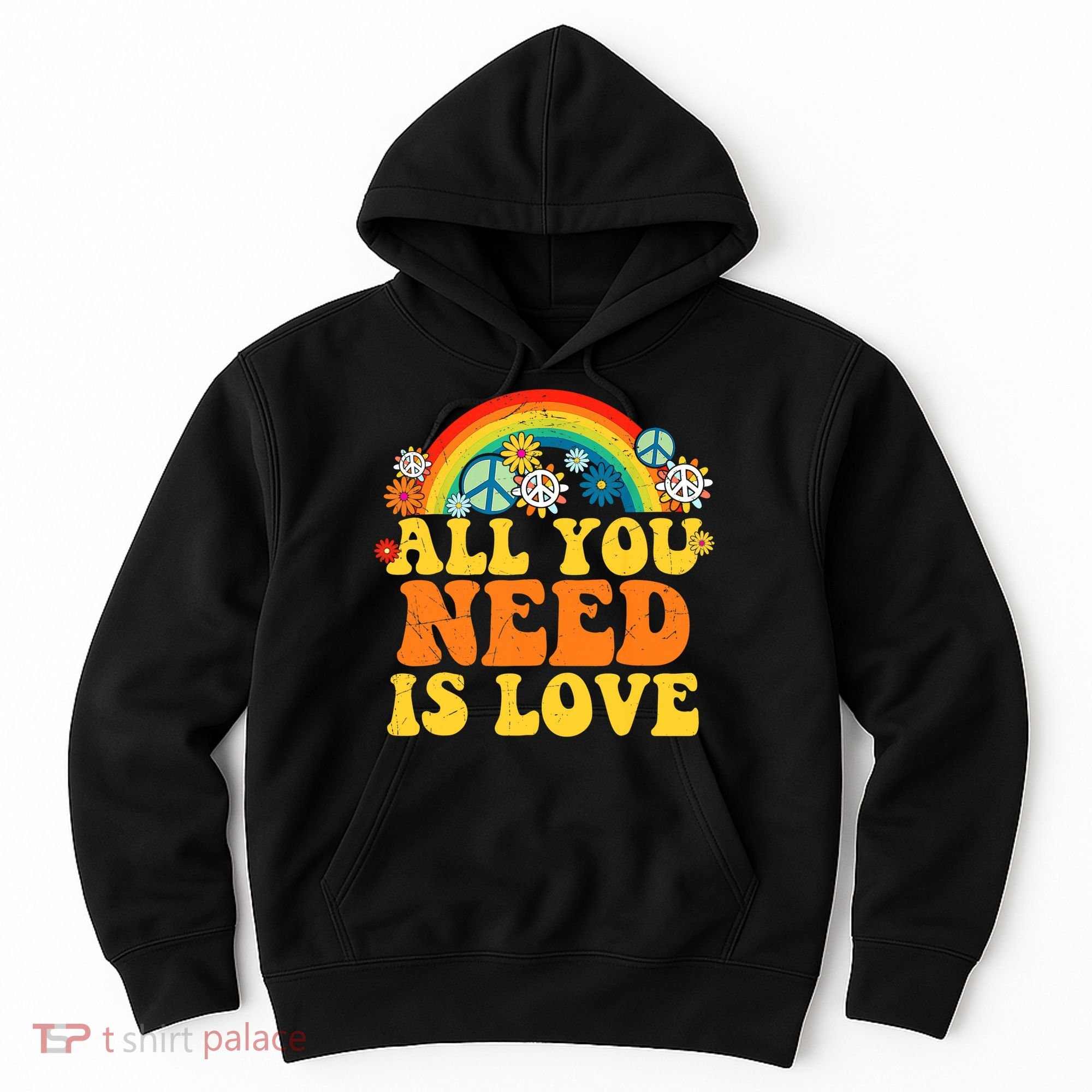 PEACE LOVE 60s 70s Tie Dye Groovy Hippie Costume Hoodie
