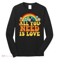 PEACE LOVE 60s 70s Tie Dye Groovy Hippie Costume Long Sleeve Shirt thumb 0