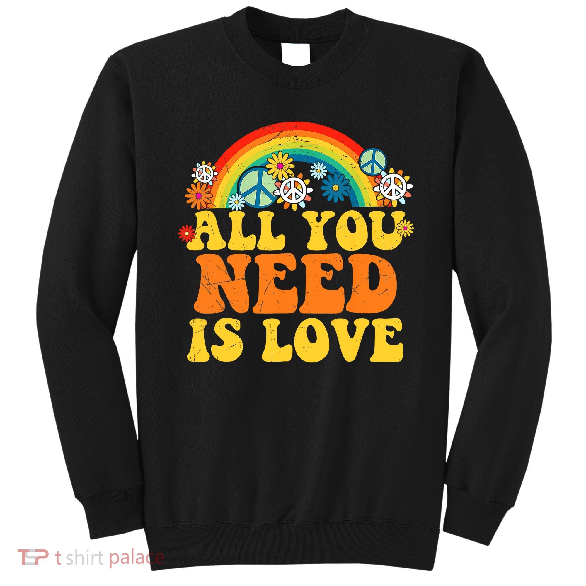 PEACE LOVE 60s 70s Tie Dye Groovy Hippie Costume Sweatshirt