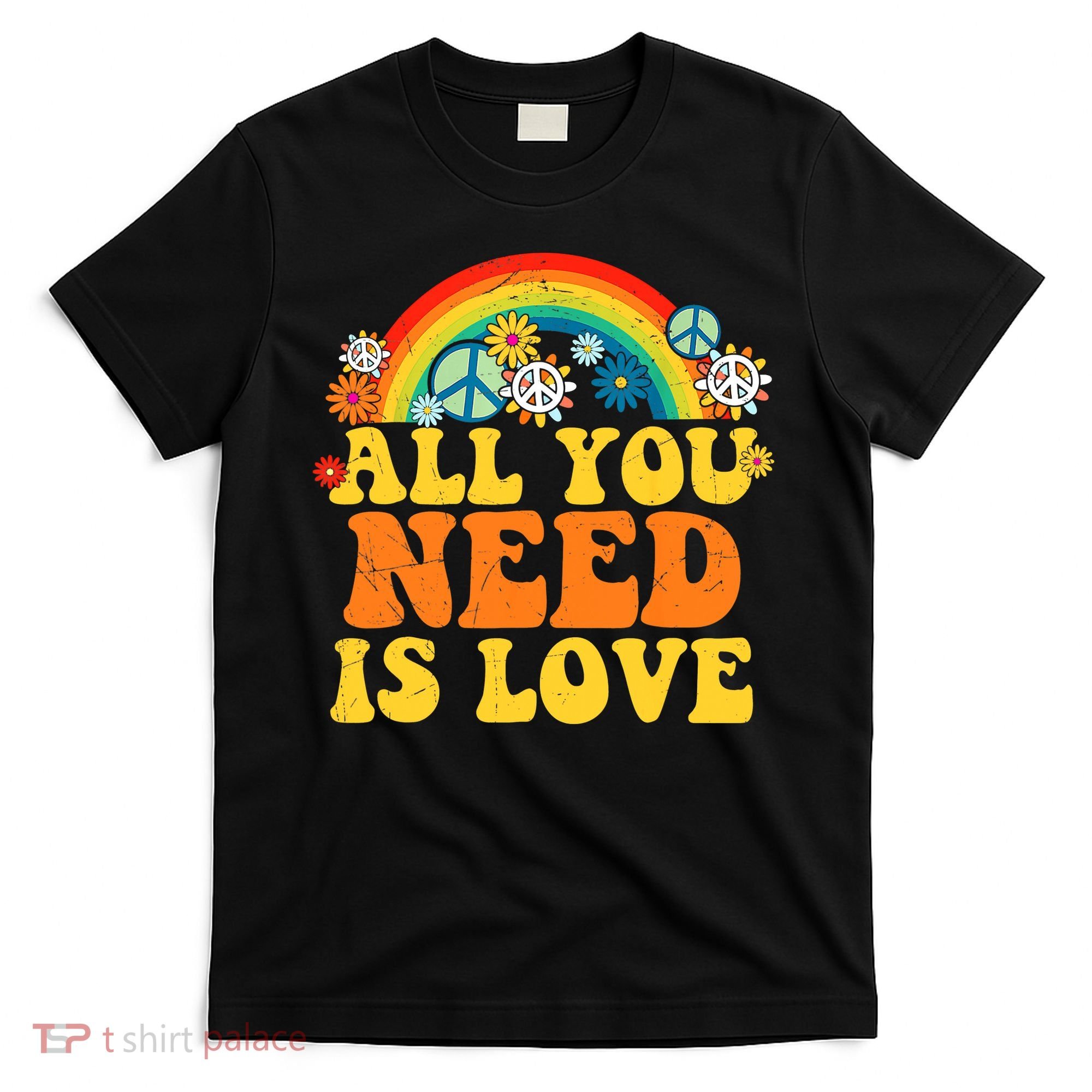 PEACE LOVE 60s 70s Tie Dye Groovy Hippie Costume T-Shirt