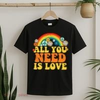 PEACE LOVE 60s 70s Tie Dye Groovy Hippie Costume T-Shirt thumb 2