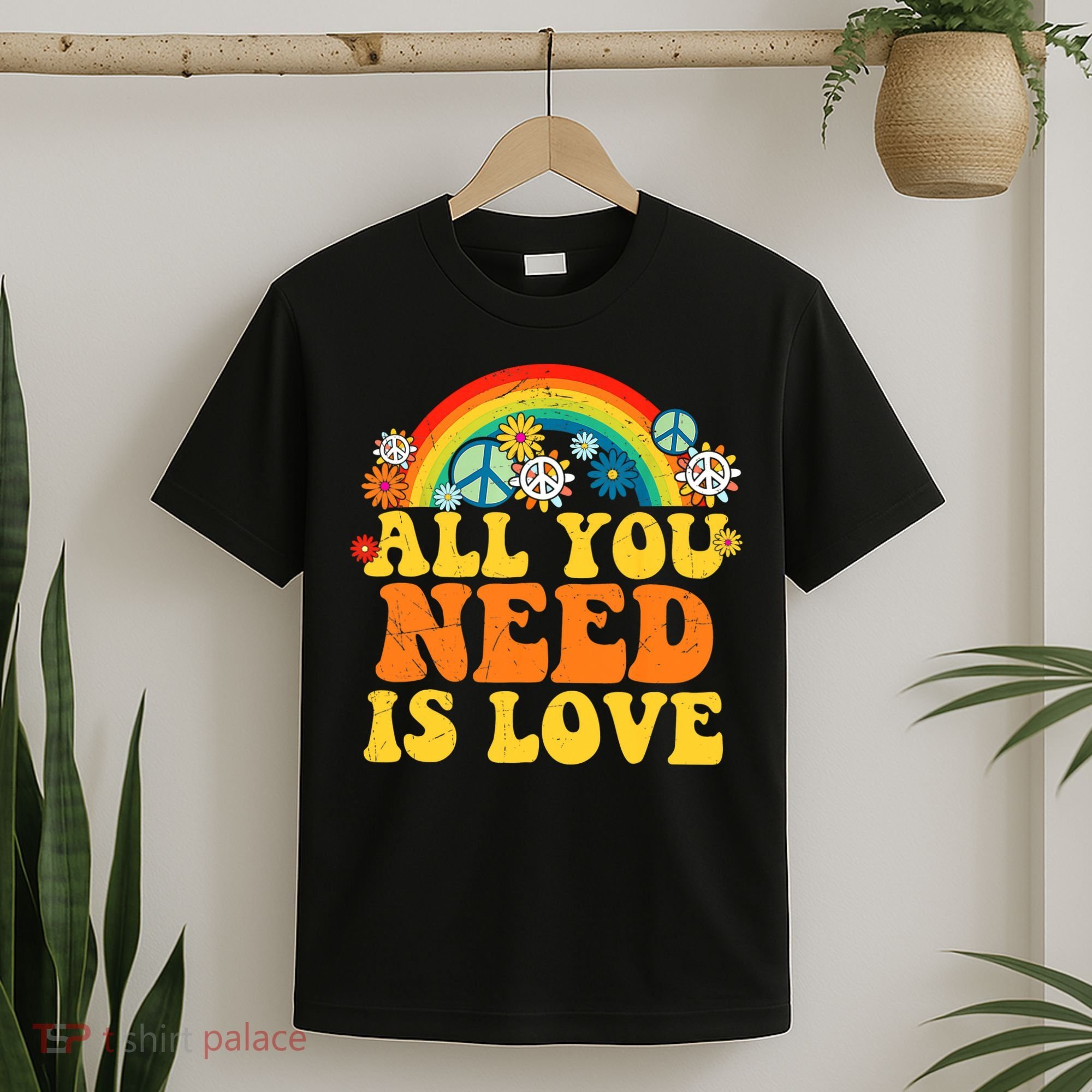 PEACE LOVE 60s 70s Tie Dye Groovy Hippie Costume T-Shirt