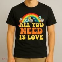 PEACE LOVE 60s 70s Tie Dye Groovy Hippie Costume T-Shirt thumb 3