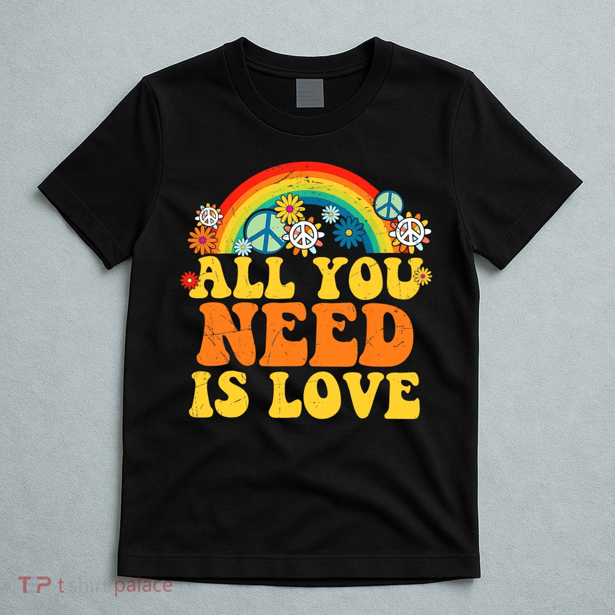 PEACE LOVE 60s 70s Tie Dye Groovy Hippie Costume T-Shirt