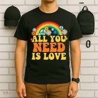 PEACE LOVE 60s 70s Tie Dye Groovy Hippie Costume T-Shirt thumb 6