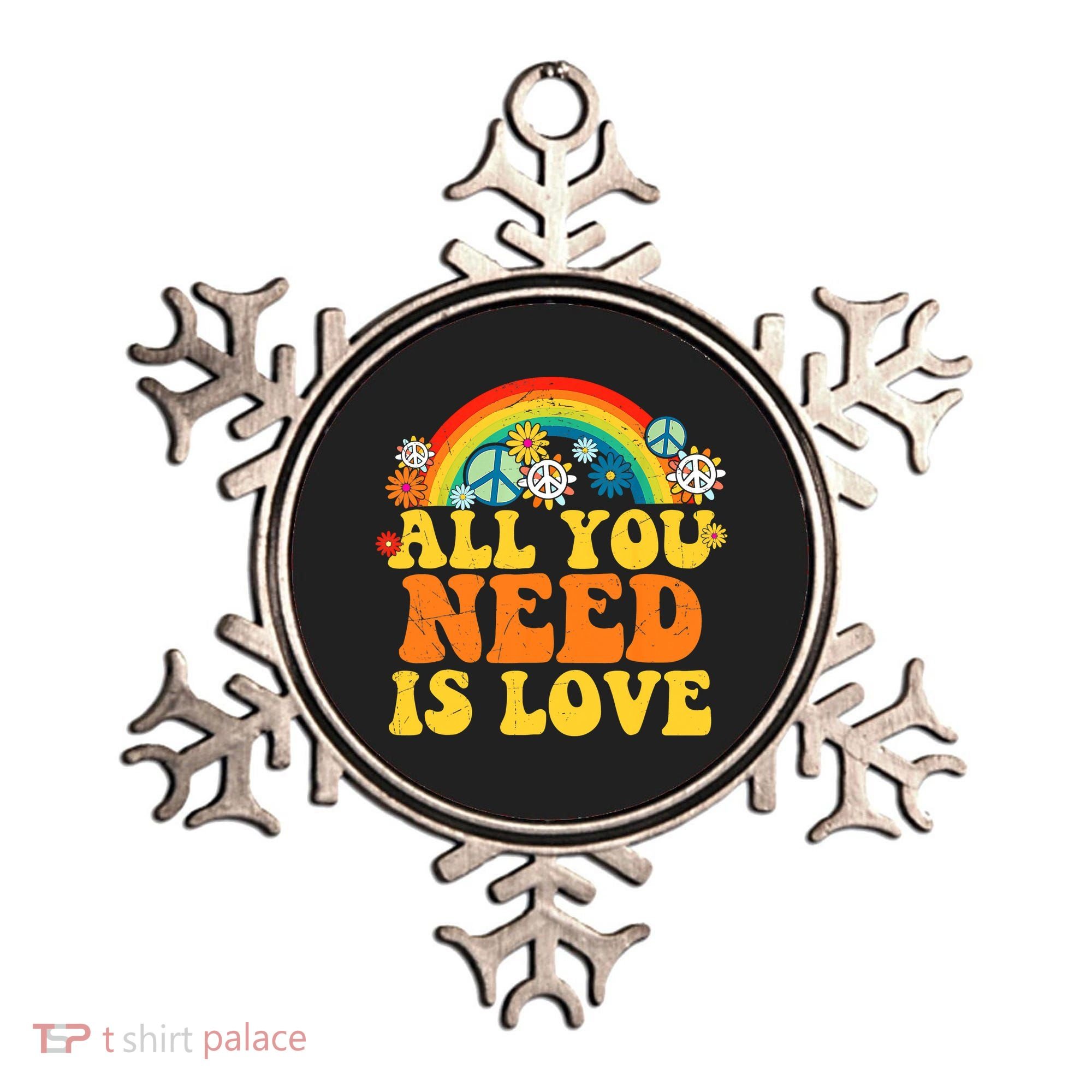 PEACE LOVE 60s 70s Tie Dye Groovy Hippie Costume Ornament
