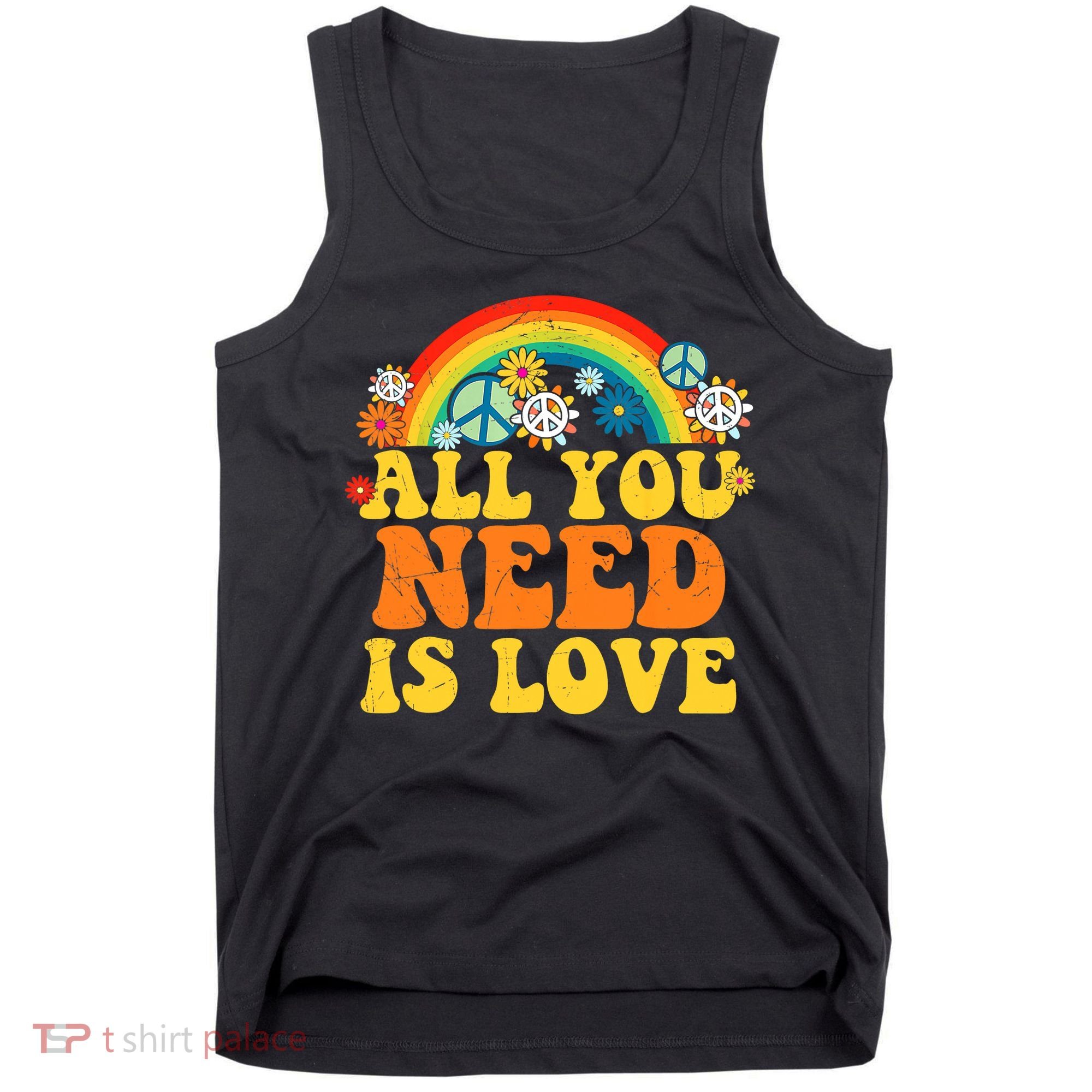 PEACE LOVE 60s 70s Tie Dye Groovy Hippie Costume Tank Top