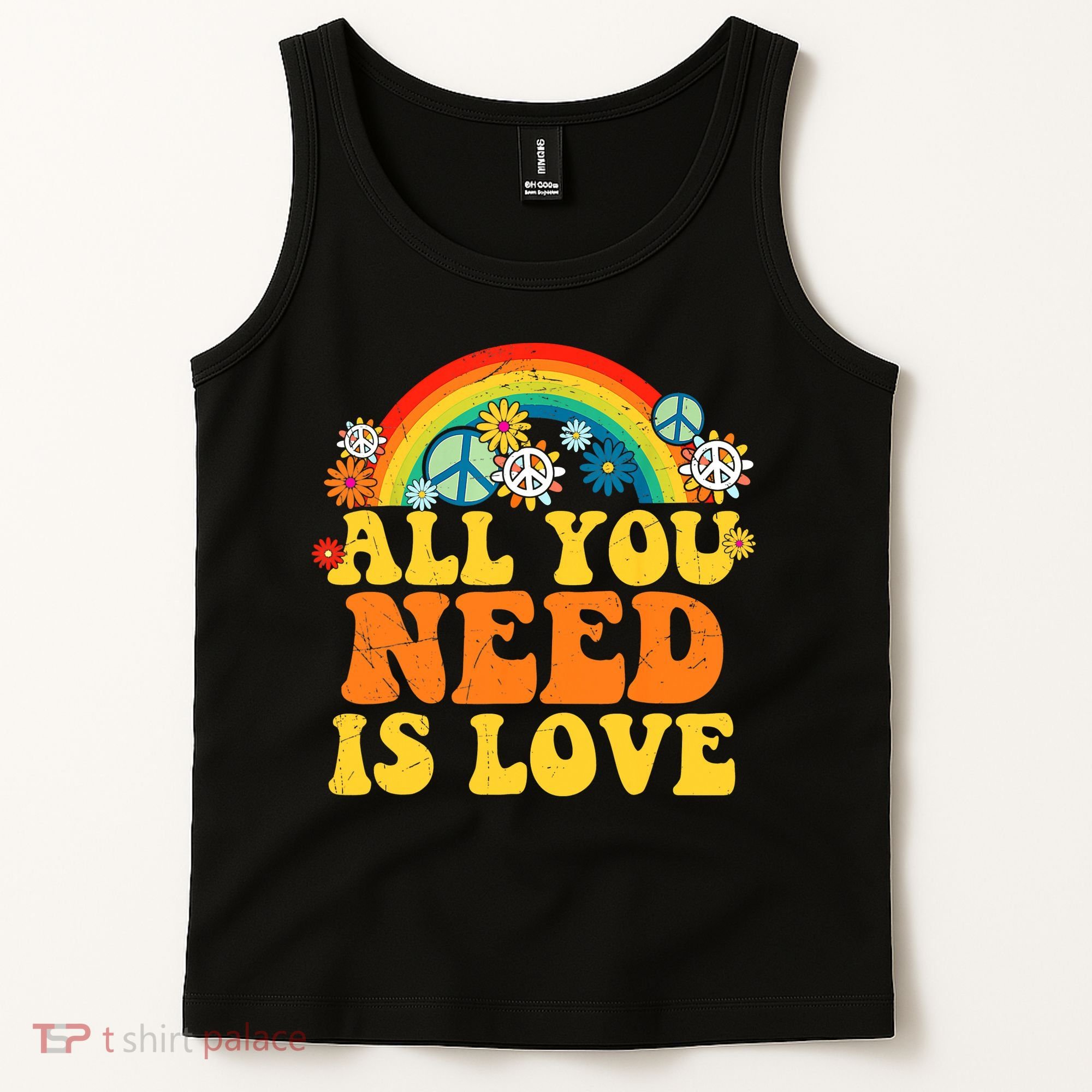 PEACE LOVE 60s 70s Tie Dye Groovy Hippie Costume Tank Top
