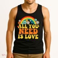 PEACE LOVE 60s 70s Tie Dye Groovy Hippie Costume Tank Top thumb 3