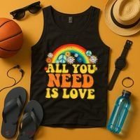 PEACE LOVE 60s 70s Tie Dye Groovy Hippie Costume Tank Top thumb 4