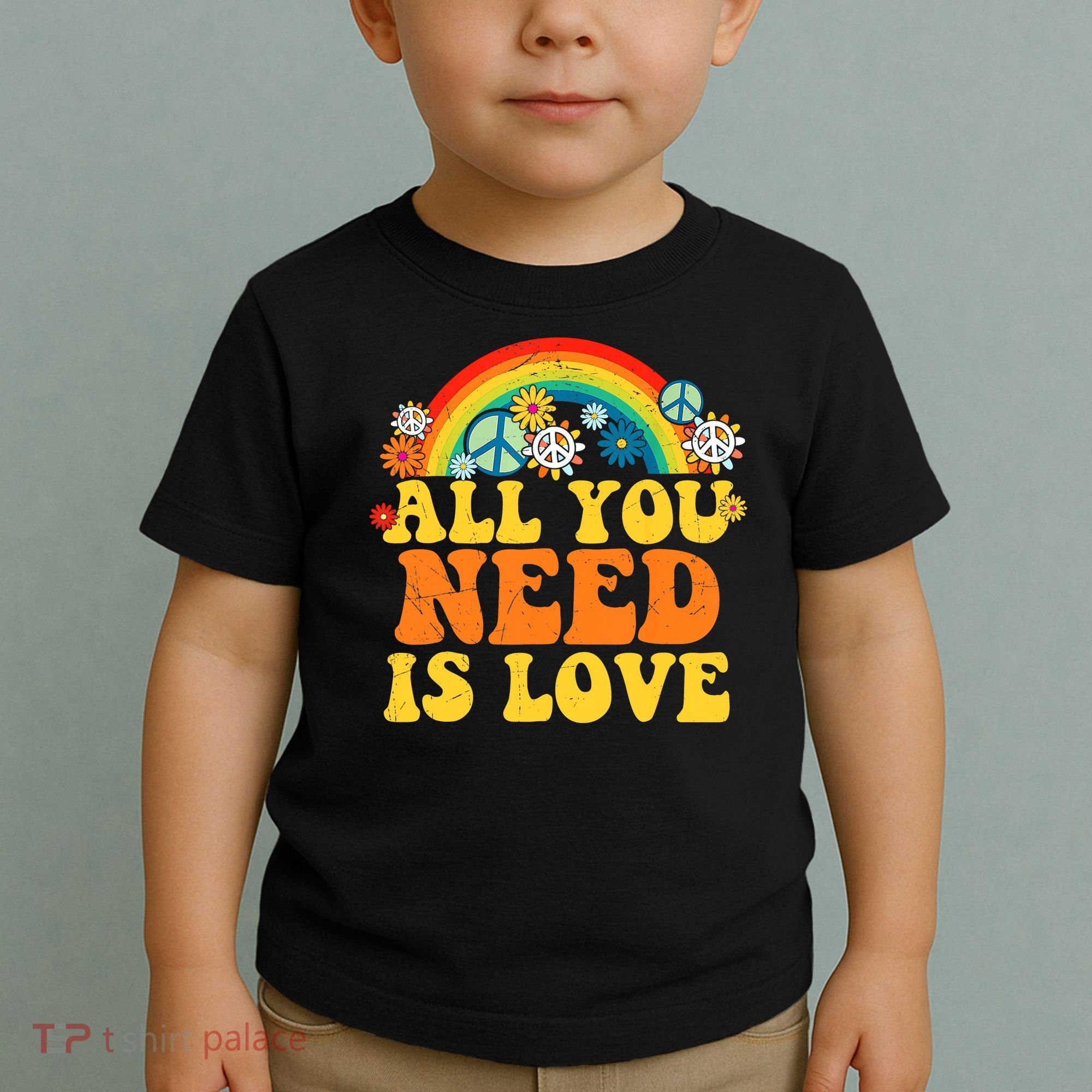 PEACE LOVE 60s 70s Tie Dye Groovy Hippie Costume Toddler T-Shirt