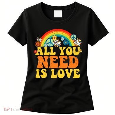 PEACE LOVE 60s 70s Tie Dye Groovy Hippie Costume Women's T-Shirt