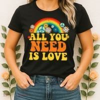 PEACE LOVE 60s 70s Tie Dye Groovy Hippie Costume Women's T-Shirt thumb 2