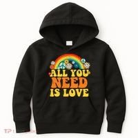 PEACE LOVE 60s 70s Tie Dye Groovy Hippie Costume Kids Hoodie thumb 0
