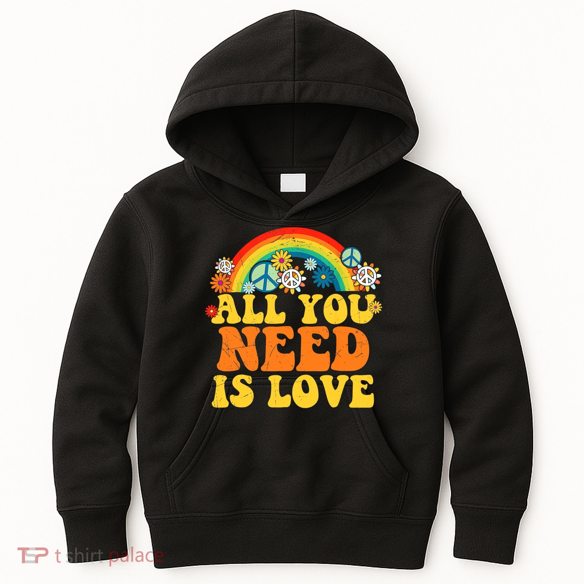 PEACE LOVE 60s 70s Tie Dye Groovy Hippie Costume Kids Hoodie