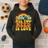 PEACE LOVE 60s 70s Tie Dye Groovy Hippie Costume Kids Hoodie thumb 2