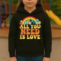PEACE LOVE 60s 70s Tie Dye Groovy Hippie Costume Kids Hoodie thumb 3