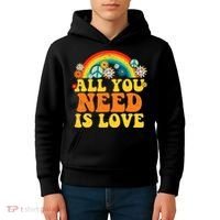 PEACE LOVE 60s 70s Tie Dye Groovy Hippie Costume Kids Hoodie thumb 4