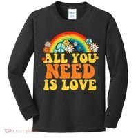 PEACE LOVE 60s 70s Tie Dye Groovy Hippie Costume Kids Long Sleeve Shirt thumb 0
