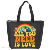 PEACE LOVE 60s 70s Tie Dye Groovy Hippie Costume Tote Bag thumb 0