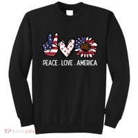 Peace Love America US Flag Fourth Womens 4th Of July Patriot Sweatshirt thumb 0