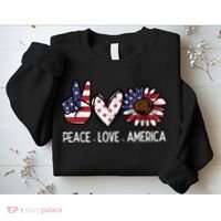 Peace Love America US Flag Fourth Womens 4th Of July Patriot Sweatshirt thumb 2