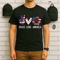 Peace Love America US Flag Fourth Womens 4th Of July Patriot T-Shirt thumb 6