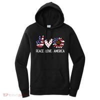 Peace Love America US Flag Fourth Womens 4th Of July Patriot Women's Hoodie thumb 0