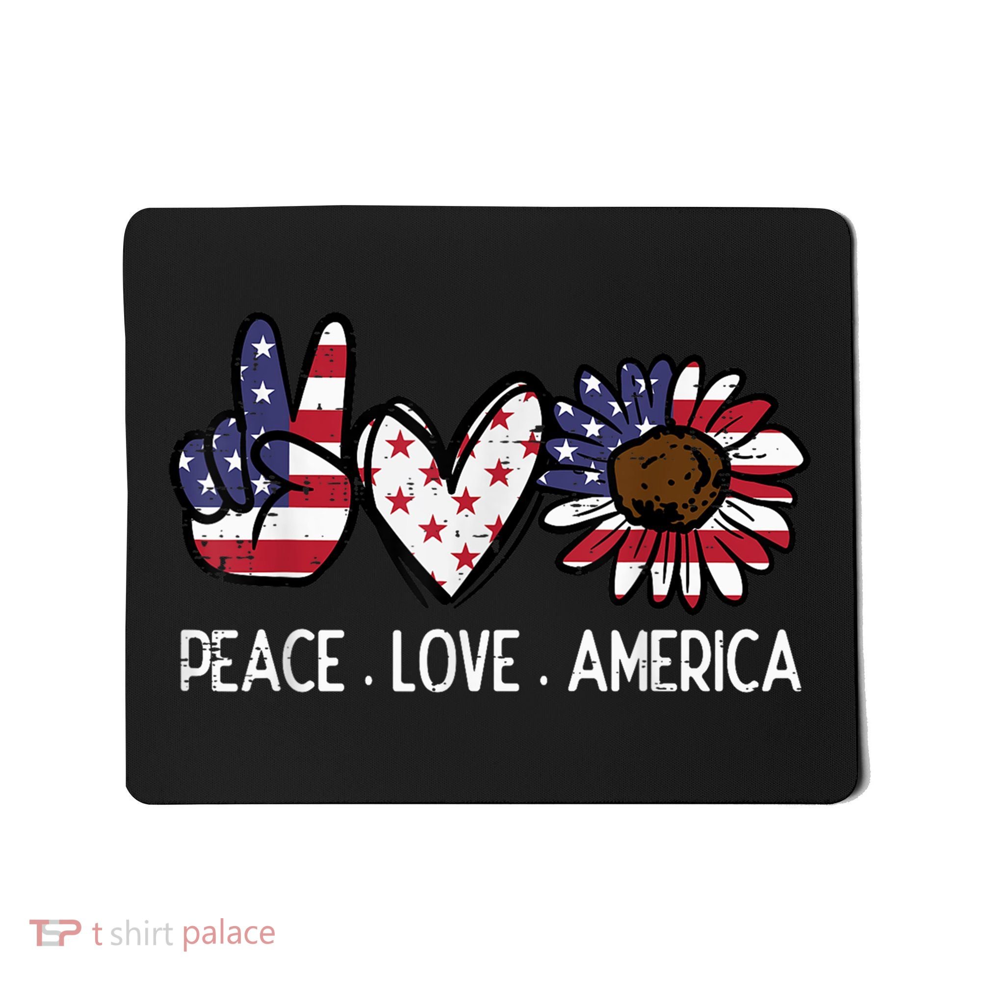 Peace Love America US Flag Fourth Womens 4th Of July Patriot Mousepad