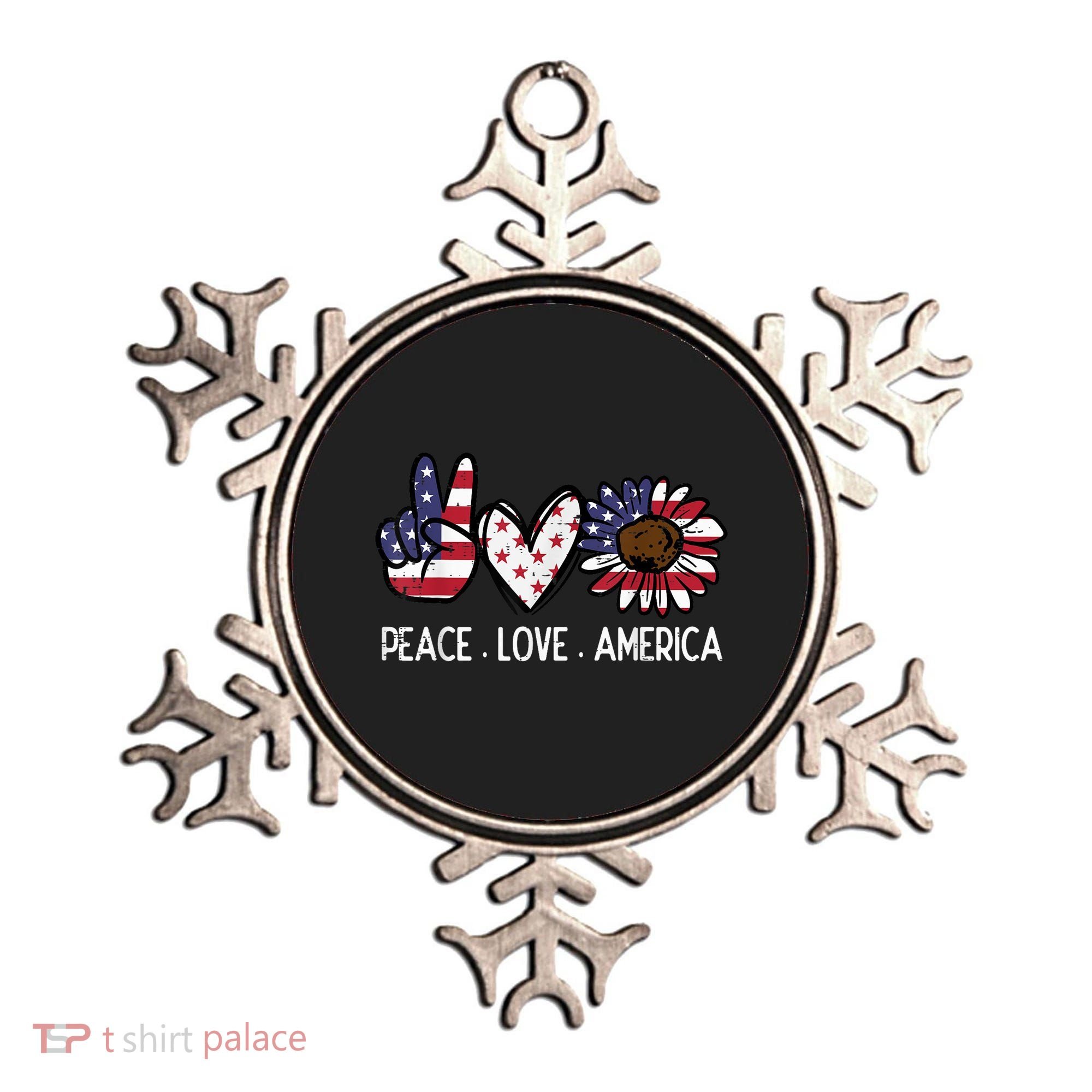 Peace Love America US Flag Fourth Womens 4th Of July Patriot Ornament