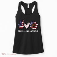 Peace Love America US Flag Fourth Womens 4th Of July Patriot Women's Tank Top thumb 0