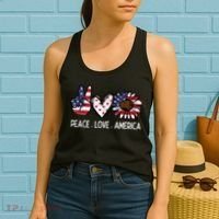 Peace Love America US Flag Fourth Womens 4th Of July Patriot Women's Tank Top thumb 2