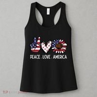 Peace Love America US Flag Fourth Womens 4th Of July Patriot Women's Tank Top thumb 3