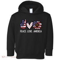 Peace Love America US Flag Fourth Womens 4th Of July Patriot Toddler Hoodie thumb 0