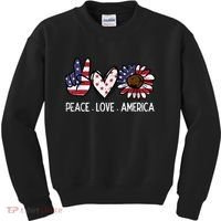Peace Love America US Flag Fourth Womens 4th Of July Patriot Kids Sweatshirt thumb 0