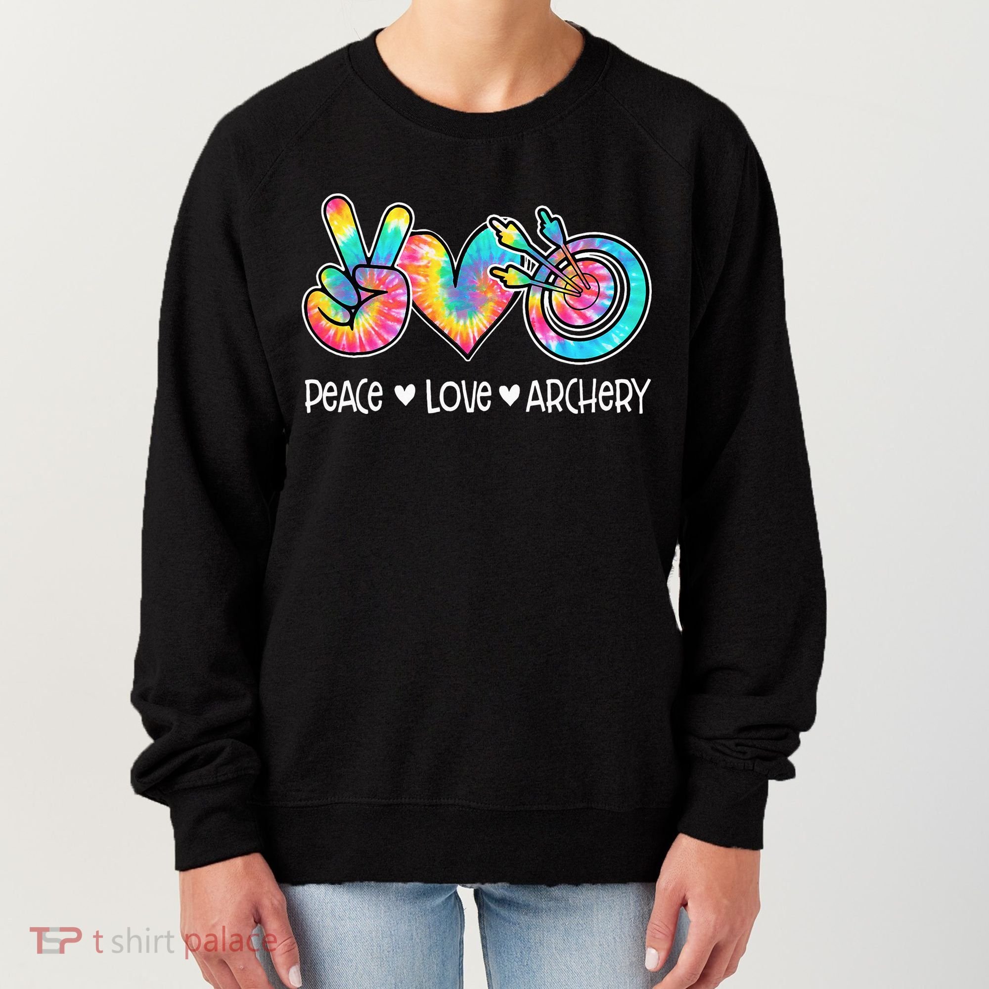 Peace Love Archery Heart Tie Dye Women's Sweatshirt