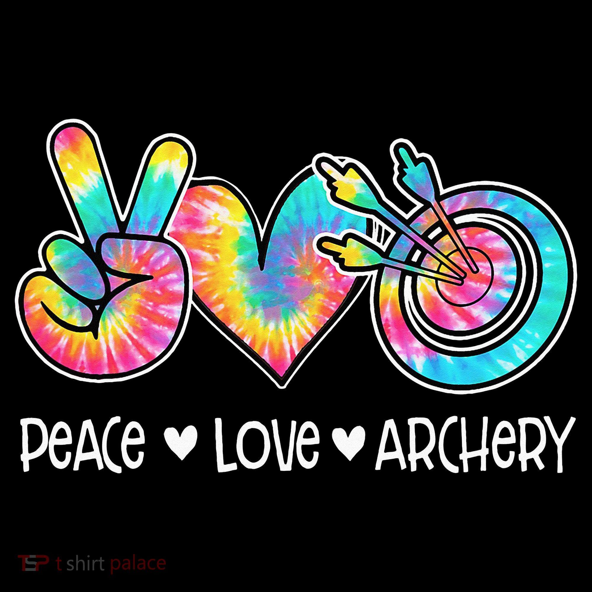 Peace Love Archery Heart Tie Dye USA-Made Doggie Bandana