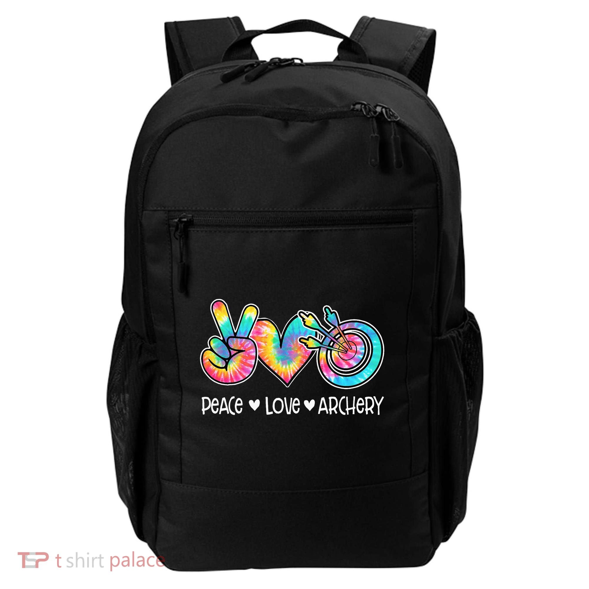 Peace Love Archery Heart Tie Dye Backpack