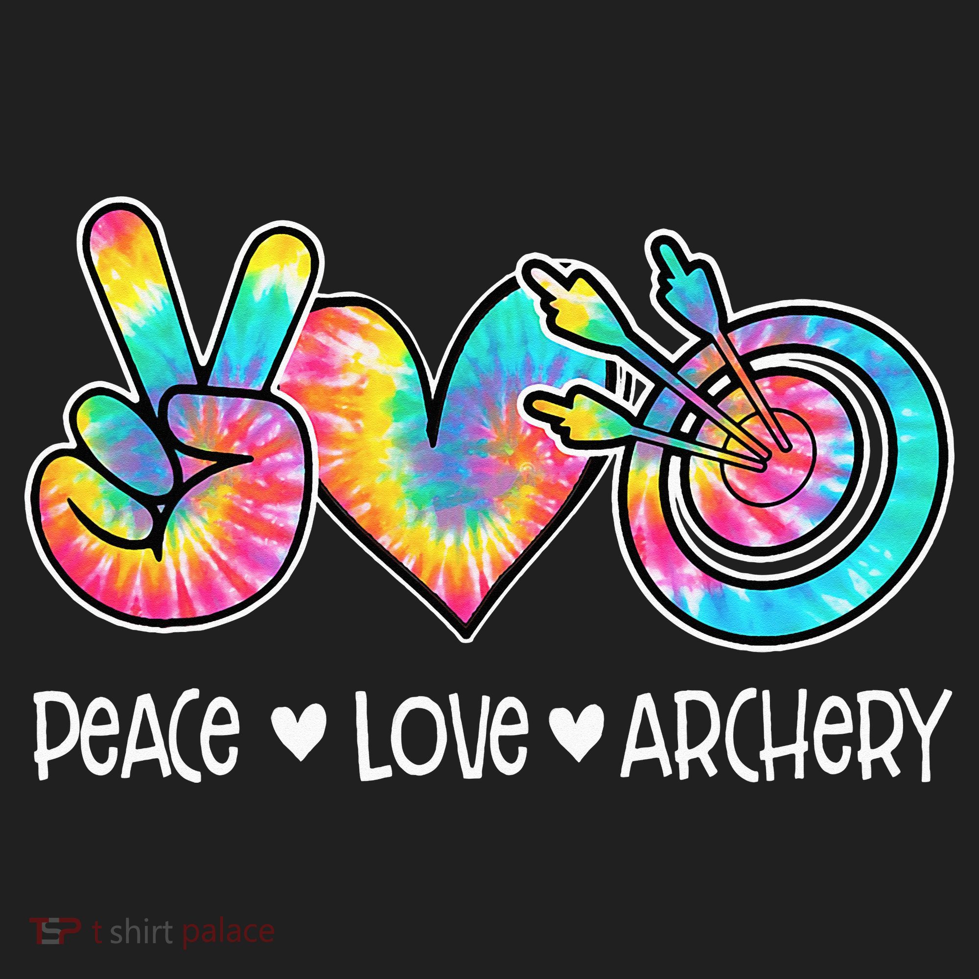 Peace Love Archery Heart Tie Dye Beanie