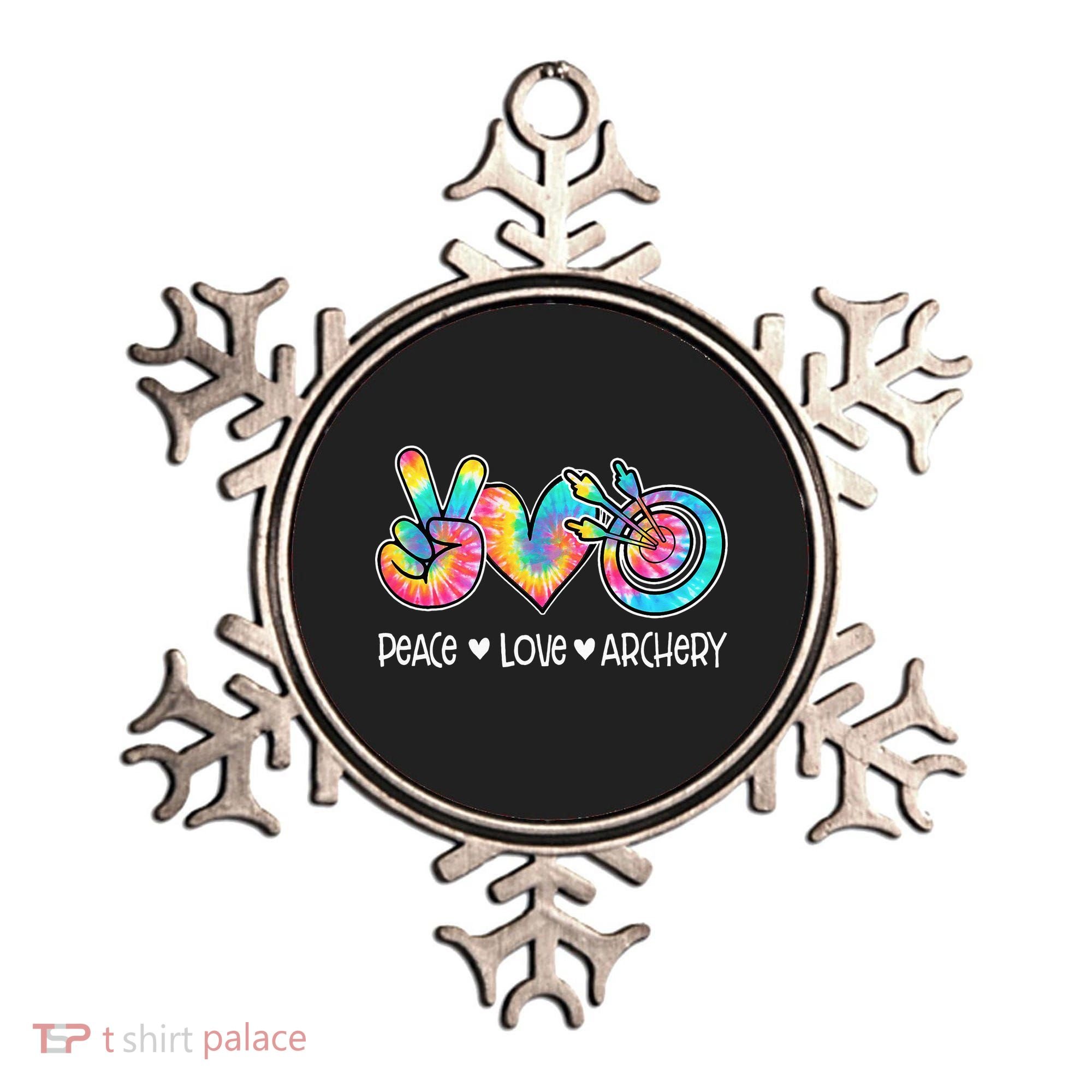 Peace Love Archery Heart Tie Dye Ornament