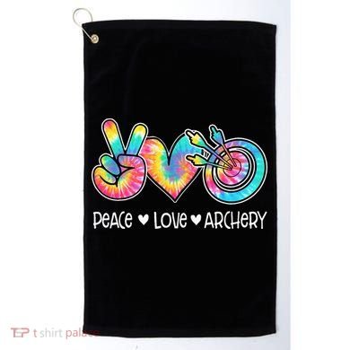 Peace Love Archery Heart Tie Dye Golf Towel